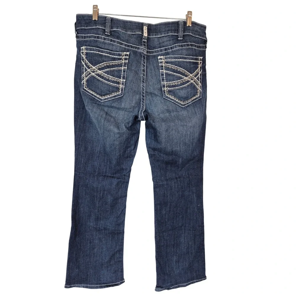 Ariat REAL Denim Marine Bootcut Jeans Dark Wash Contrast Stitch‎ Size 34R